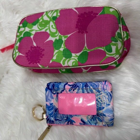 Lilly Pulitzer Cosmetic Bag Set - Pink and Blue Floral - Picture 6 of 10